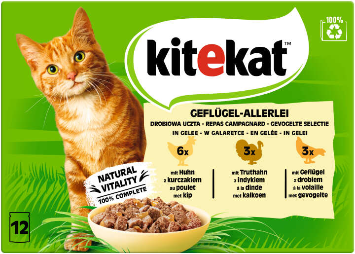 Kitekat Katzen-Nassfutter Geflügel-Allerlei in Gelee 12x85g